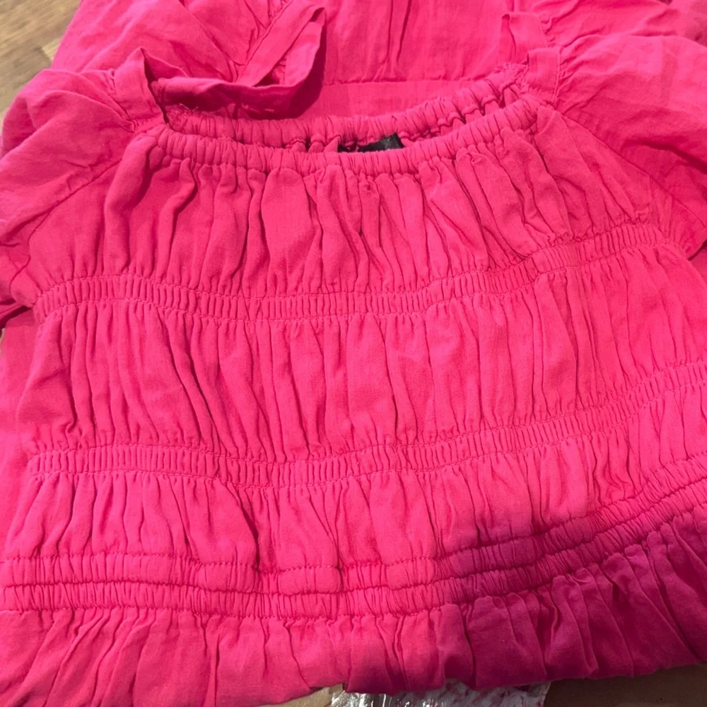 NWT Aqua by Bloomingdales Pink Cotton Voile Smocked Bodice‎ Dress Summer Party